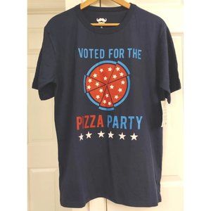 Under Disguise I Voted For The Pizza Party S/M Election Day Tee Navy Blue New
